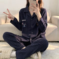 Modern Chic All-Season Sweet Feminine Spring 2 Pcs Women 's Long Sleeve Sleep Set | Color: Style 1 | Image 1