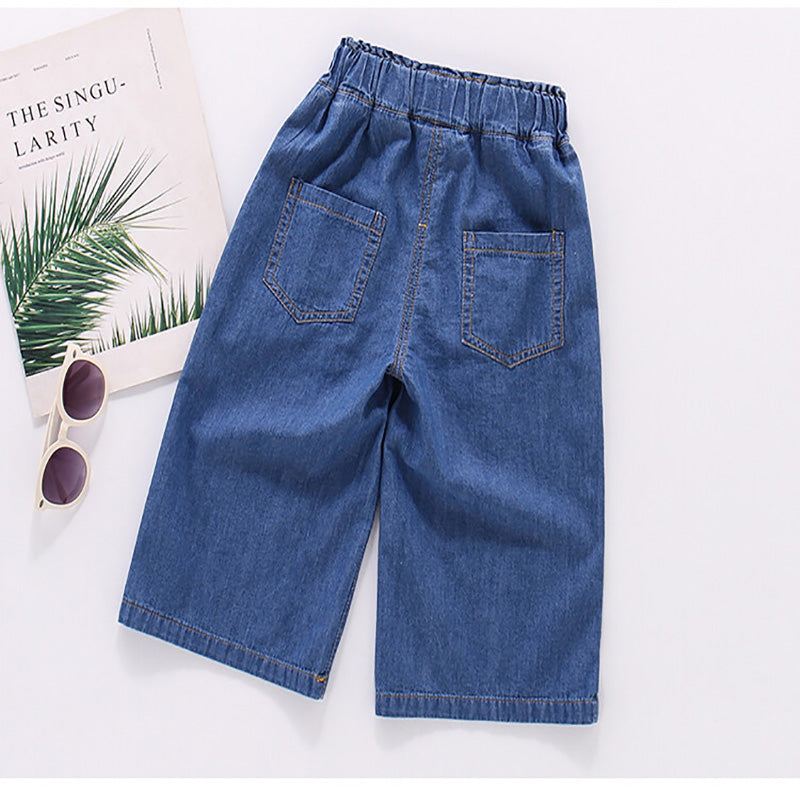 Casual Sporty Autumn Unisex Kids' Jeans, Ages 2-9 | Color: Deep Blue | Image 3
