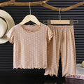 Minimalist Summer 2-Piece Girls' Pajama Set, Ages 2-9 | Color: Coffee | Image 1
