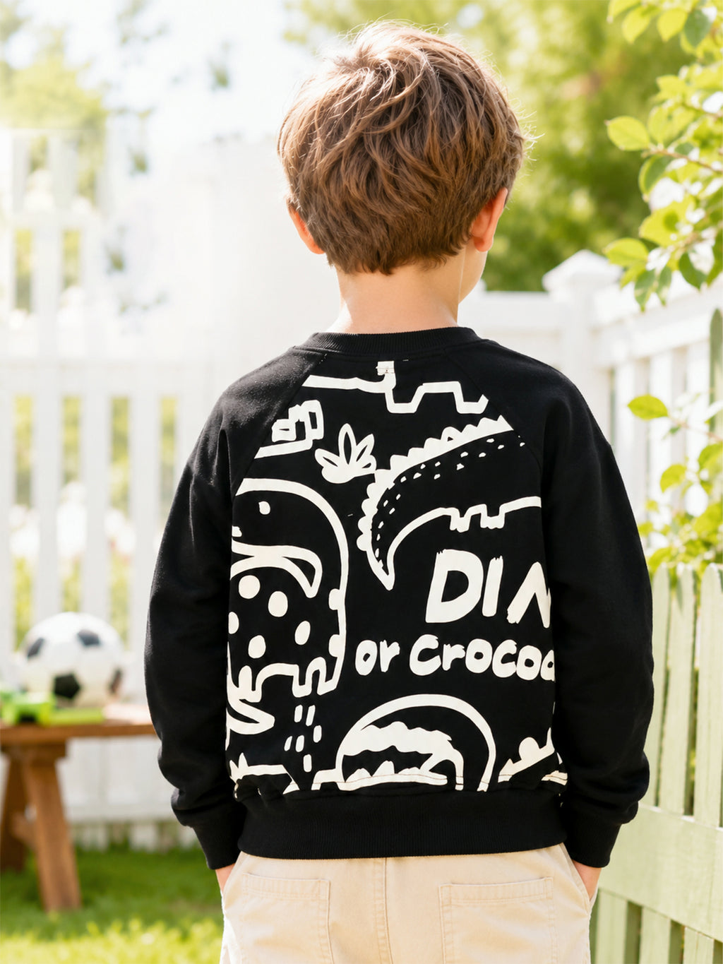 Trendy Autumn Unisex Kids' Sweatshirt, Ages 2-9 | Color: Black | Image 3
