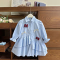 All-Season Sweet & Cute Autumn Girls' Shirt Dress, Ages 2-9 | Color: Blue | Image 1