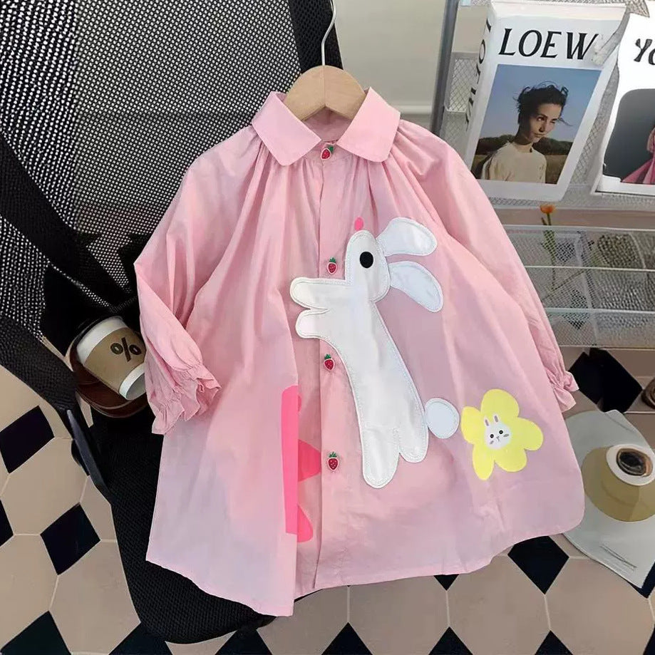 Sweet & Cute Autumn Girls' Shirt Dress, Ages 2-9 | Color: Pink | Image 1