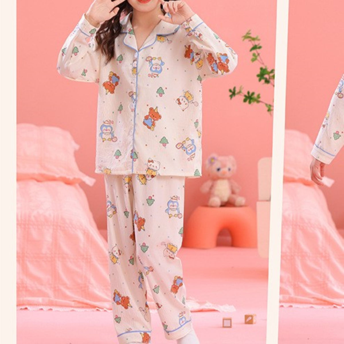 Modern Chic All-Season Casual Sporty Autumn 2-Piece Unisex Kids' Pajama Set, Ages 2-13 | Color: Style 2 | Image 3