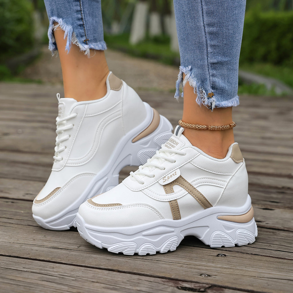 Modern Chic All-Season PU/Artificial Leather/Microfiber Leather Women's Fashion Sneaker | Color: Apricot | Image 3