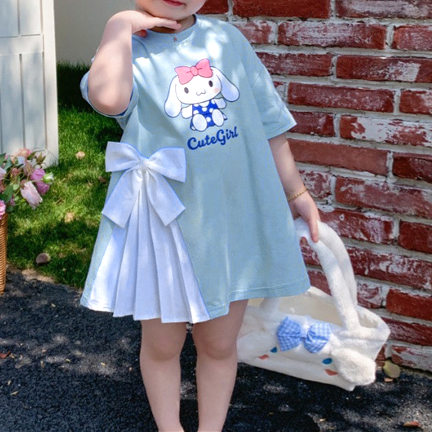 All-Season Sweet & Cute Summer Girls' Tee Dress, Ages 2-9 | Color: Blue | Image 2