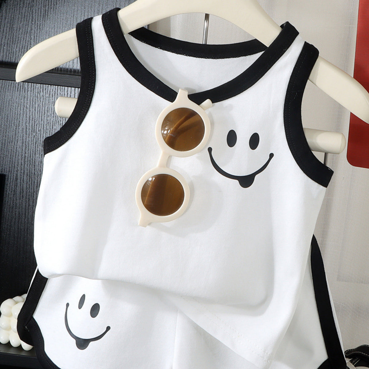 Modern Chic All-Season Casual Sporty Summer 2-Piece Boys' Pants Suit, Ages 2-7 | Color: White | Image 3
