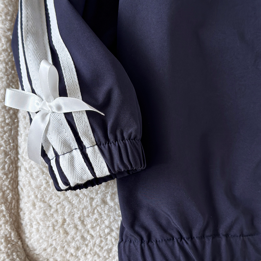 Modern Chic All-Season Trendy Autumn Girls' Jacket, Ages 2-7 | Color: Purplish Blue | Image 3