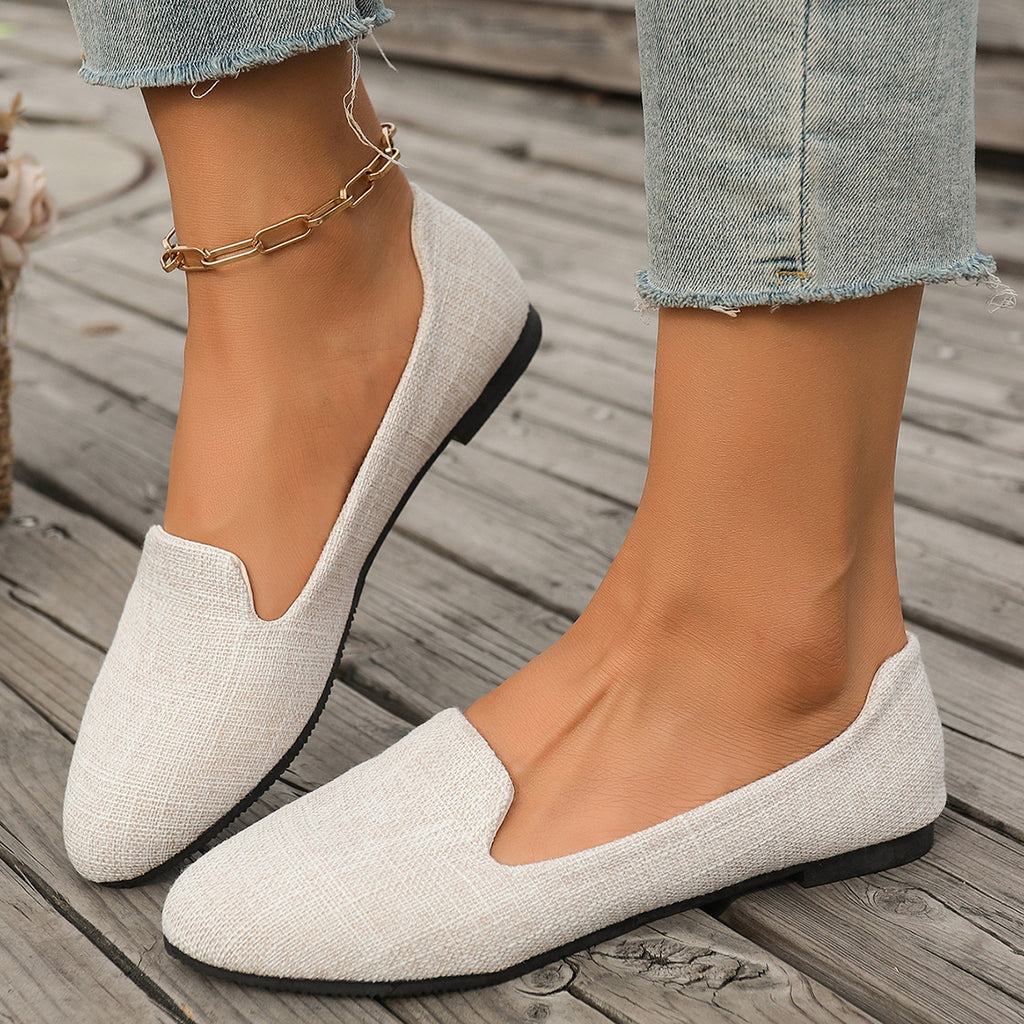 Modern Chic All-Season Cloth / Textile Women's Flat Shoes | Color: Beige | Image 1