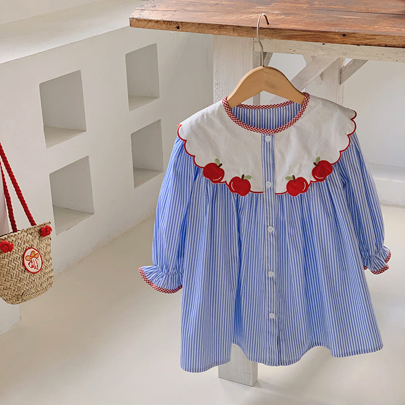 Sweet & Cute Autumn Girls' A-Line Dress, Ages 2-9 | Color: Blue | Image 3