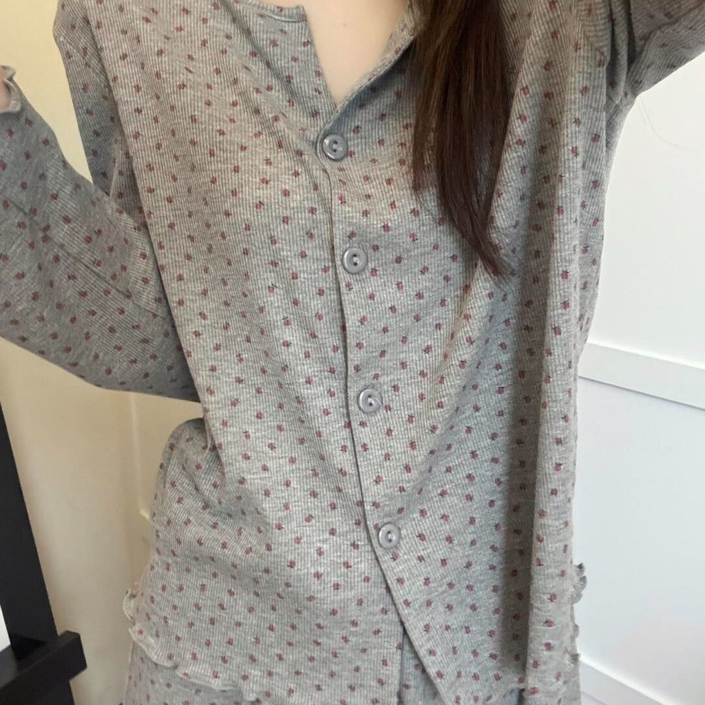 Elegant All-Season 2 Pcs Women 's Long Sleeve Sleep Set | Color: Style 1 | Image 1