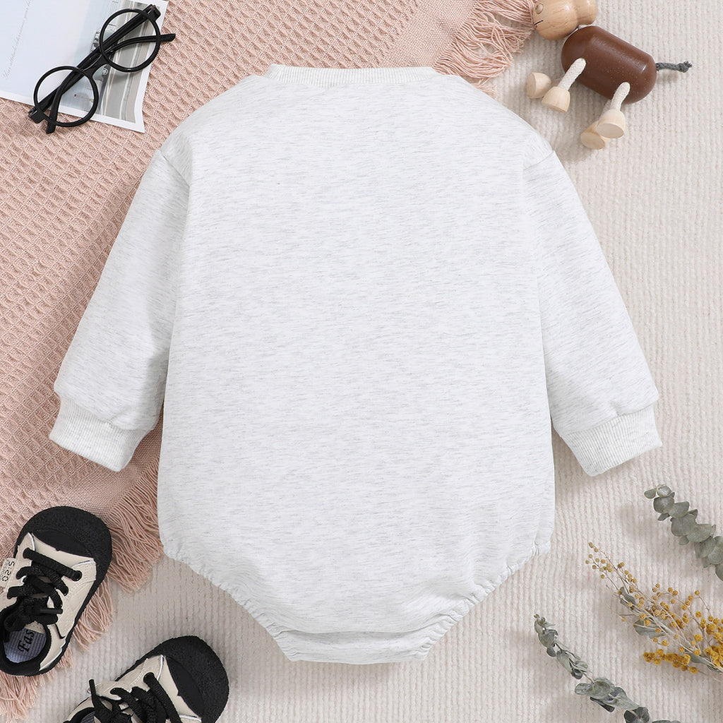 Minimalist Autumn Unisex Baby Bodysuit, Ages 1-12 Months | Color: Grey | Image 3