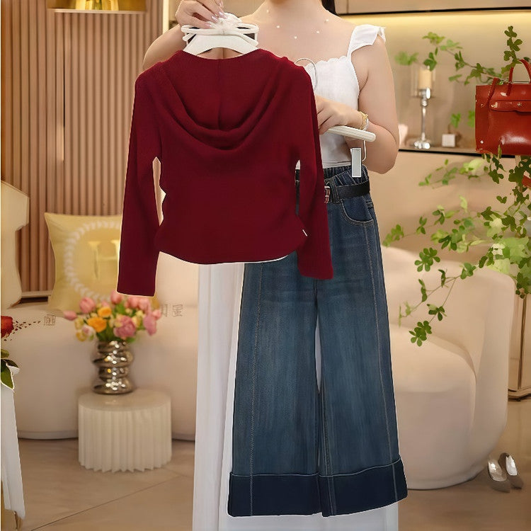Casual Sporty Autumn 2-Piece Girls' Pants Suit, Ages 4-14 | Color: Red | Image 3