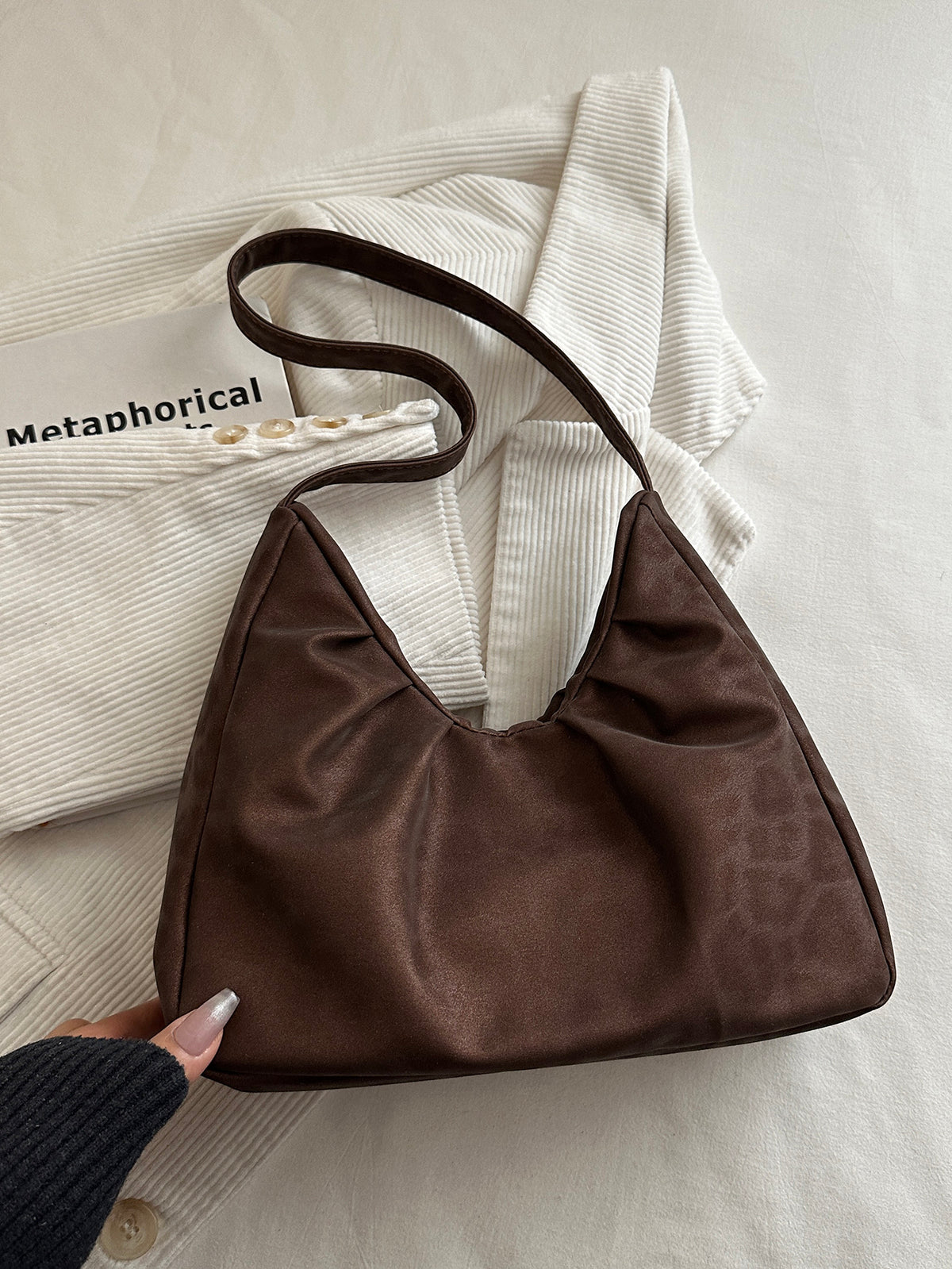 Modern Chic All-Season PU/Artificial Leather/Microfiber Leather Women's Shoulder Bags Tote Bags | Color: Coffee | Image 3