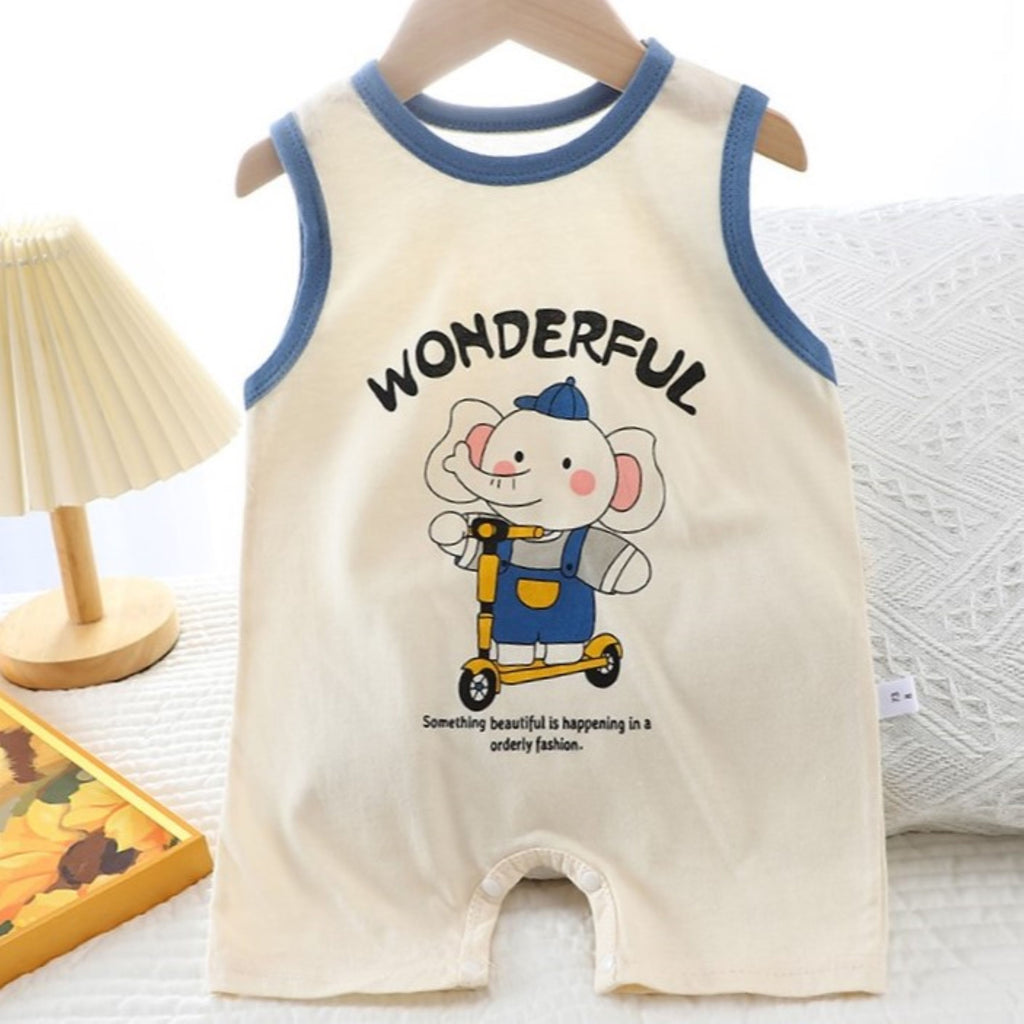 Minimalist Summer Unisex Baby Jumpsuit, Ages 1-12 Months | Color: Blue | Image 2