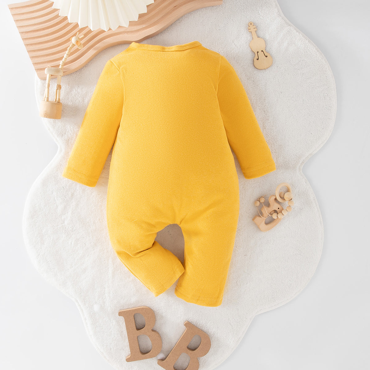 Minimalist Autumn Unisex Baby Jumpsuit, Ages 1-9 Months | Color: Yellow | Image 3