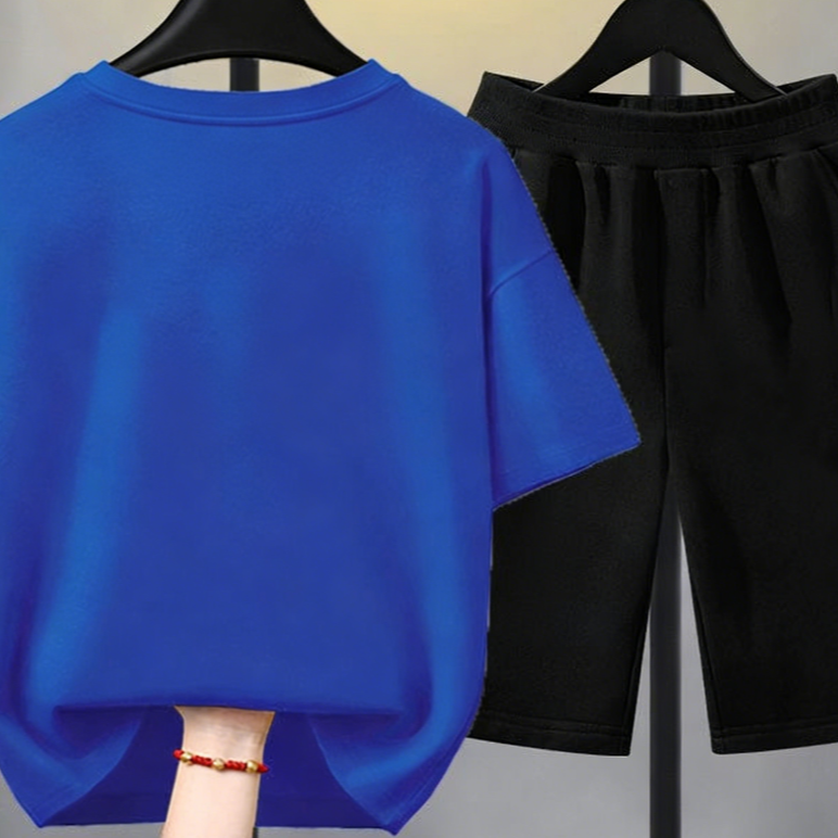 Modern Chic All-Season Minimalist Summer 2-Piece Boys' Pants Suit, Ages 3-14 | Color: Blue | Image 3