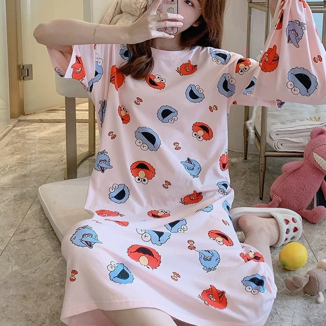 Sweet & Cute Summer Women 's Short  Sleeve Sleep Dress | Color: Style 8 | Image 1