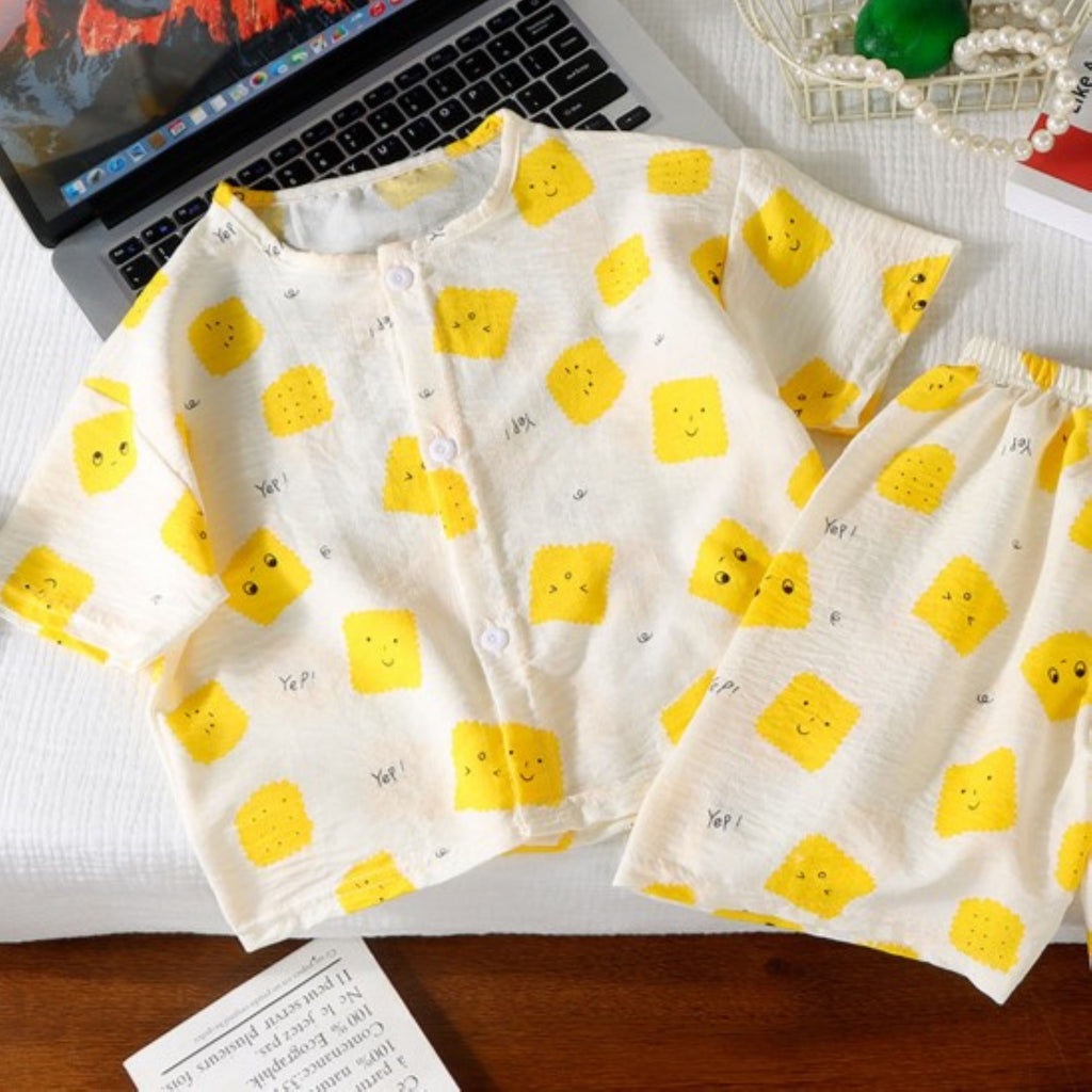 Minimalist Summer 2-Piece Unisex Kids' Pajama Set, Ages 2-9 | Color: Style 1 | Image 3