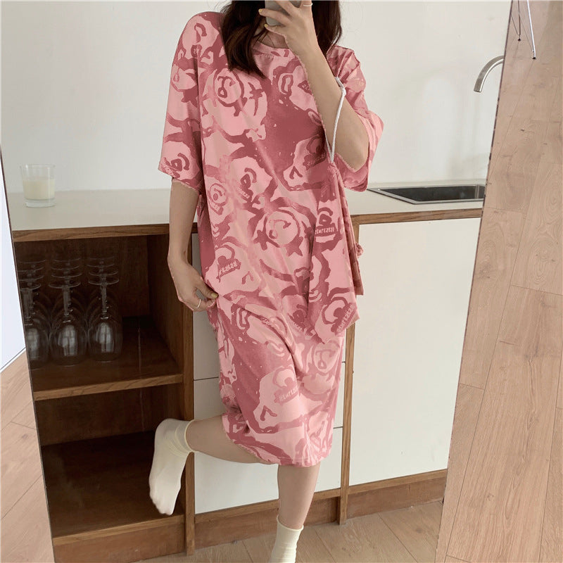 Modern Chic All-Season Sweet Feminine Summer Women 's Short  Sleeve Sleep Dress | Color: Style 3 | Image 1