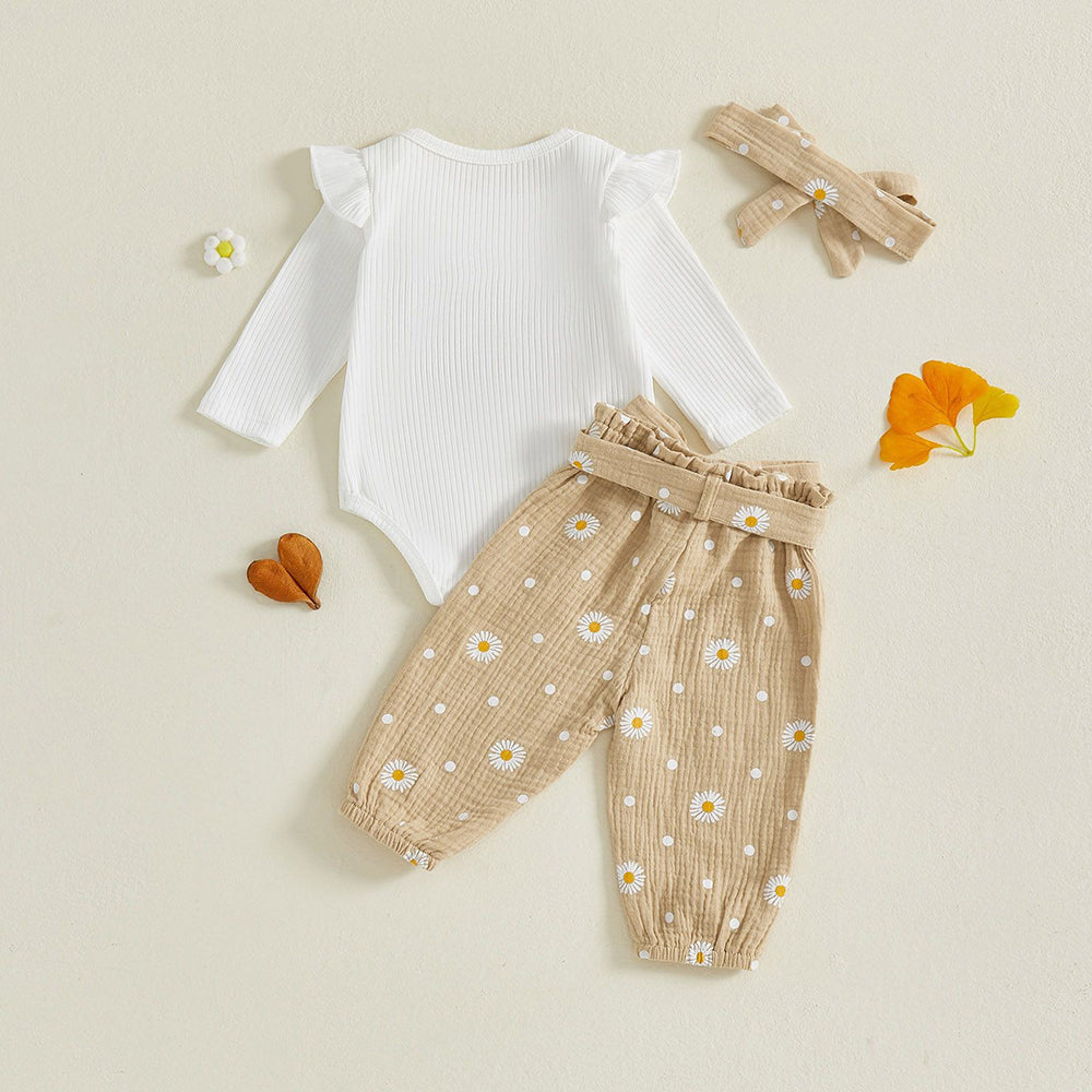 Trendy Autumn 2-Piece Baby Girls' Pants Suit, Ages 0-6 Months | Color: Apricot | Image 3