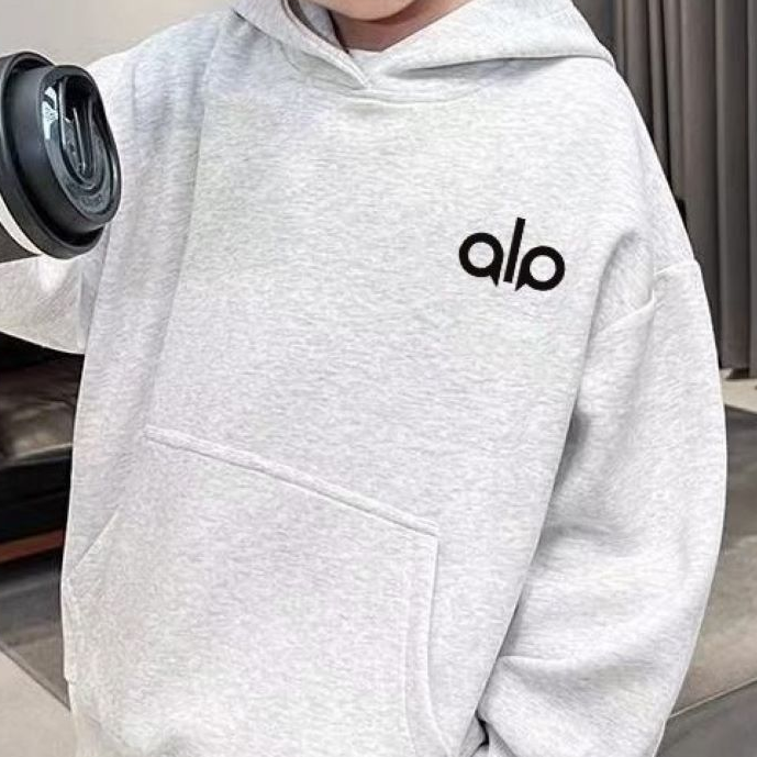 Modern Chic All-Season Minimalist Autumn Boys' Hoodie, Ages 4-14 | Color: Grey | Image 2