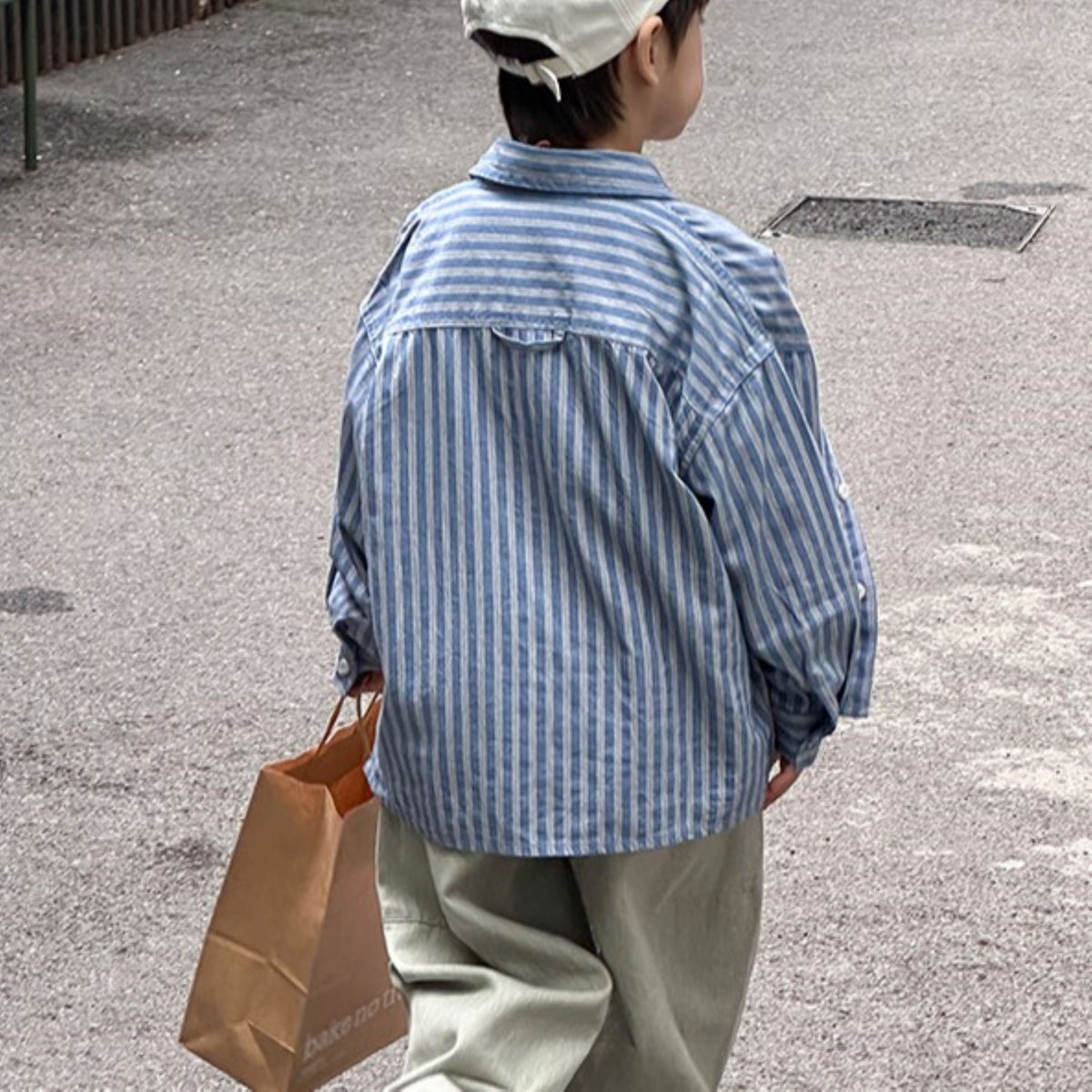 Casual Sporty Autumn Unisex Kids' Shirt, Ages 4-14 | Color: Blue | Image 3
