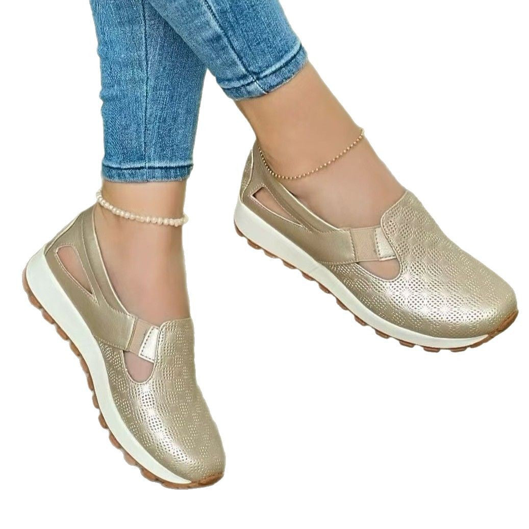 Modern Chic All-Season PU/Artificial Leather/Microfiber Leather Women's Casual Shoes | Color: Gold | Image 3