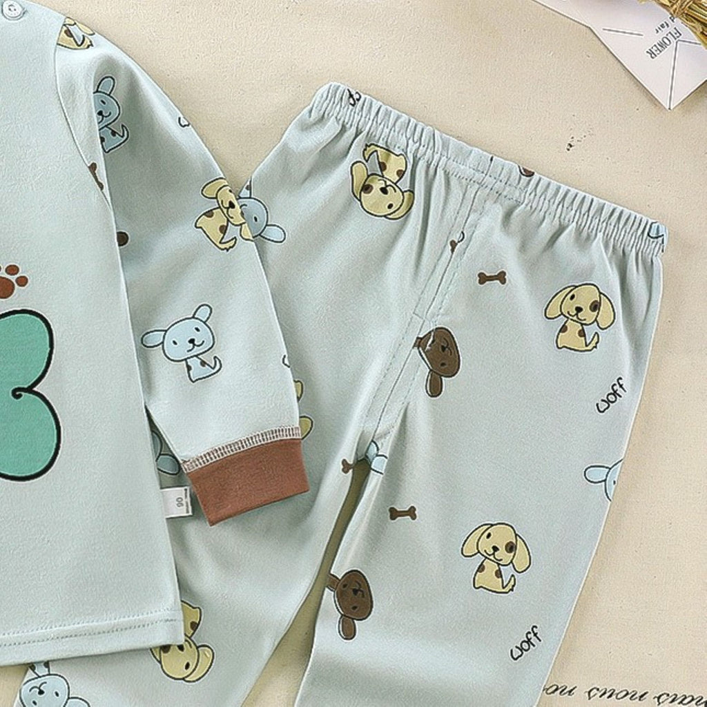 Minimalist Autumn 2-Piece Unisex Baby Pajama Set, Ages 6-24 Months | Color: Light Green | Image 2