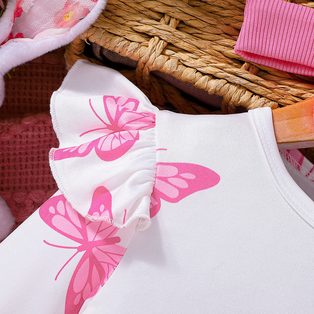Sweet & Cute Autumn 3-Piece Baby Girls' Pants Suit, Ages 0-6 Months | Color: White | Image 2