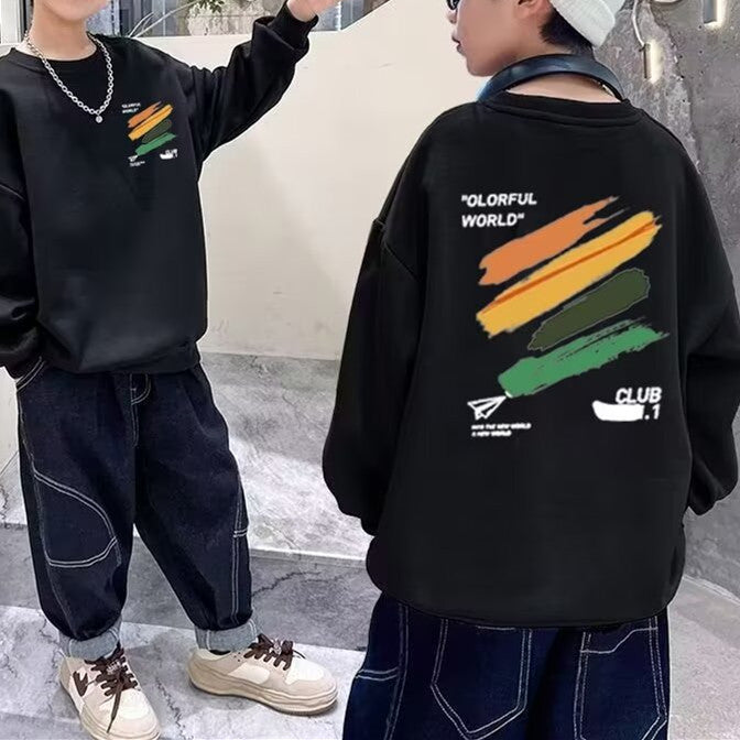 Minimalist Spring Boys' Sweatshirt, Ages 2-13 | Color: Black | Image 1