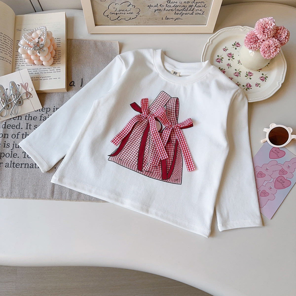 Sweet & Cute Spring Girls' T-Shirt, Ages 2-9 | Color: White | Image 1