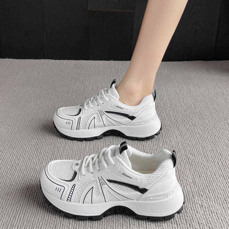 Modern Chic All-Season PU/Artificial Leather/Microfiber Leather, Net Women's Fashion Sneaker | Color: Black | Image 2
