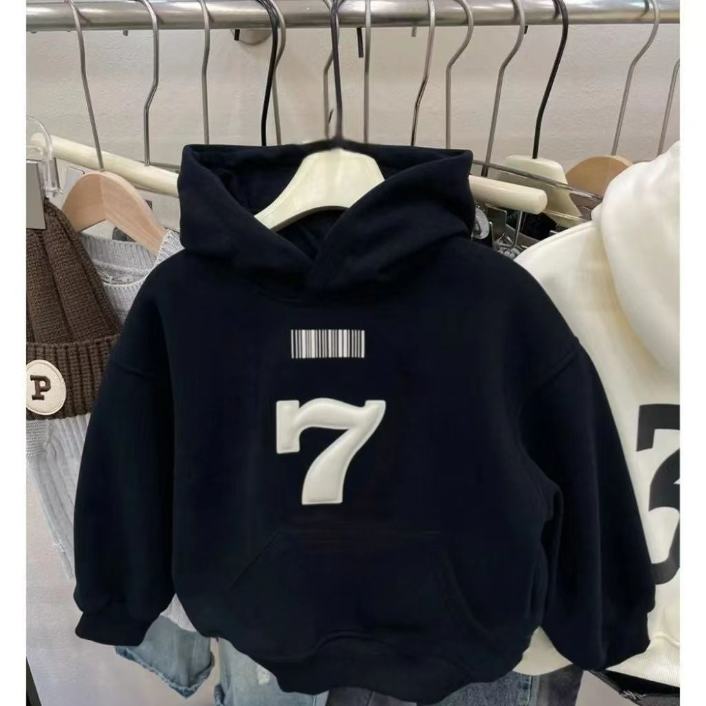 Casual Sporty Autumn Boys' Hoodie, Ages 3-13 | Color: Black | Image 1