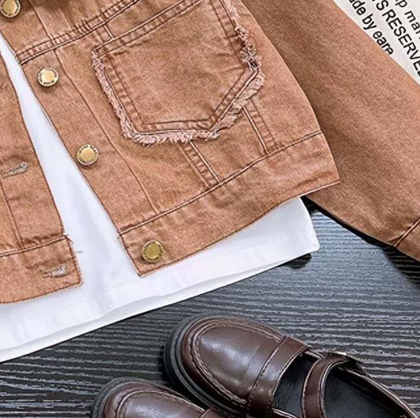 Trendy Autumn 2-Piece Girls' Pants Suit, Ages 3-13 | Color: Light Brown | Image 2