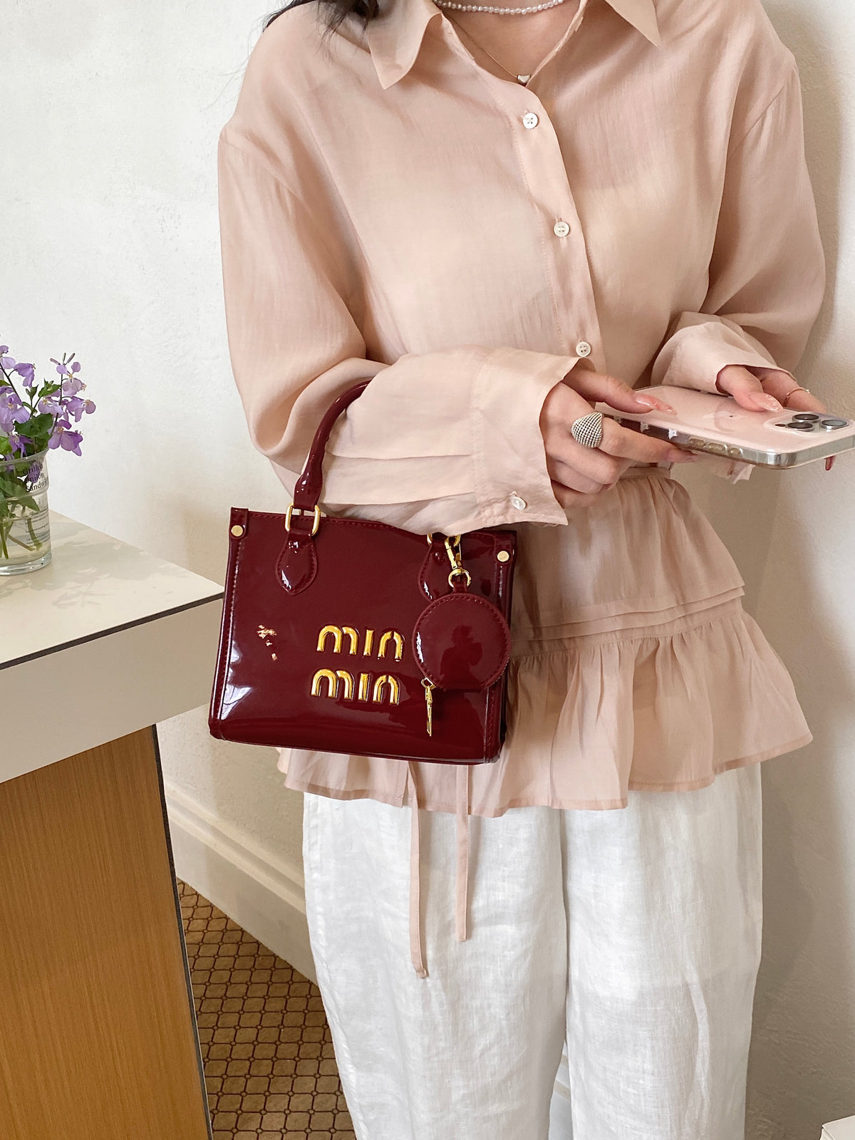 Modern Chic All-Season PU/Artificial Leather/Microfiber Leather Women's Shoulder Bags Other Bags | Color: Brick Red | Image 1
