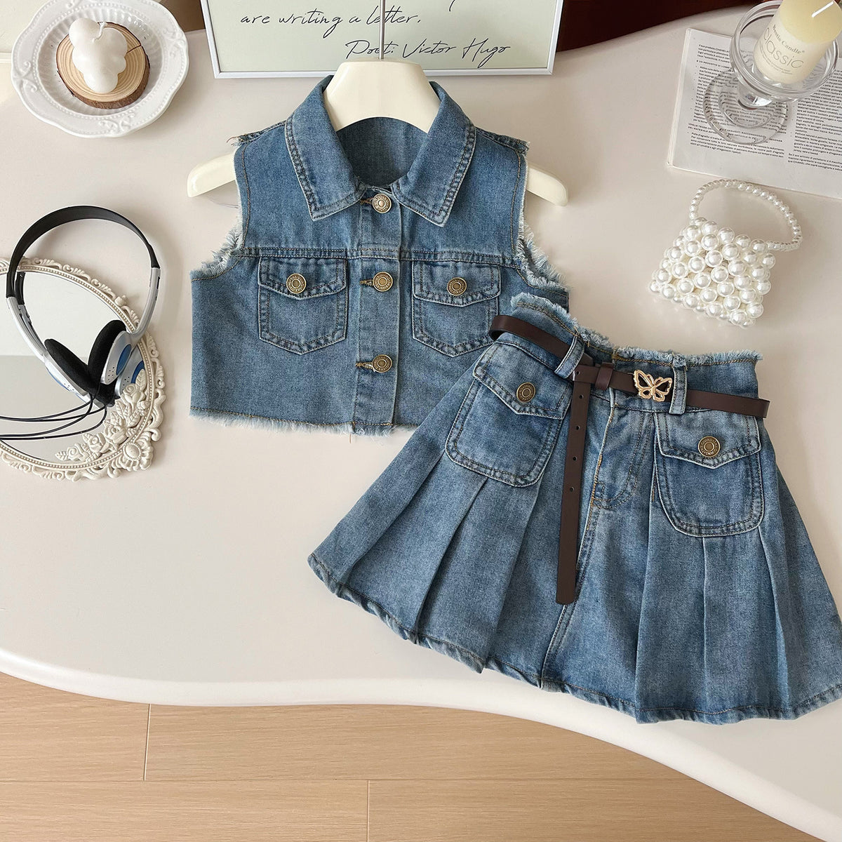 Trendy Summer 3-Piece Girls' Dress Suit, Ages 2-9 | Color: As the Picture | Image 1