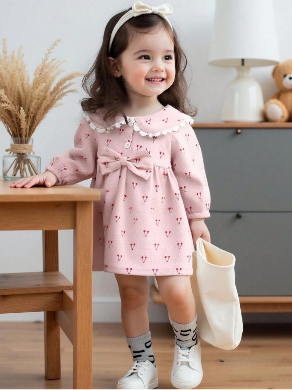 Sweet & Cute Autumn Baby Girls' Dress, Ages 1-24 Months | Color: Pink | Image 1