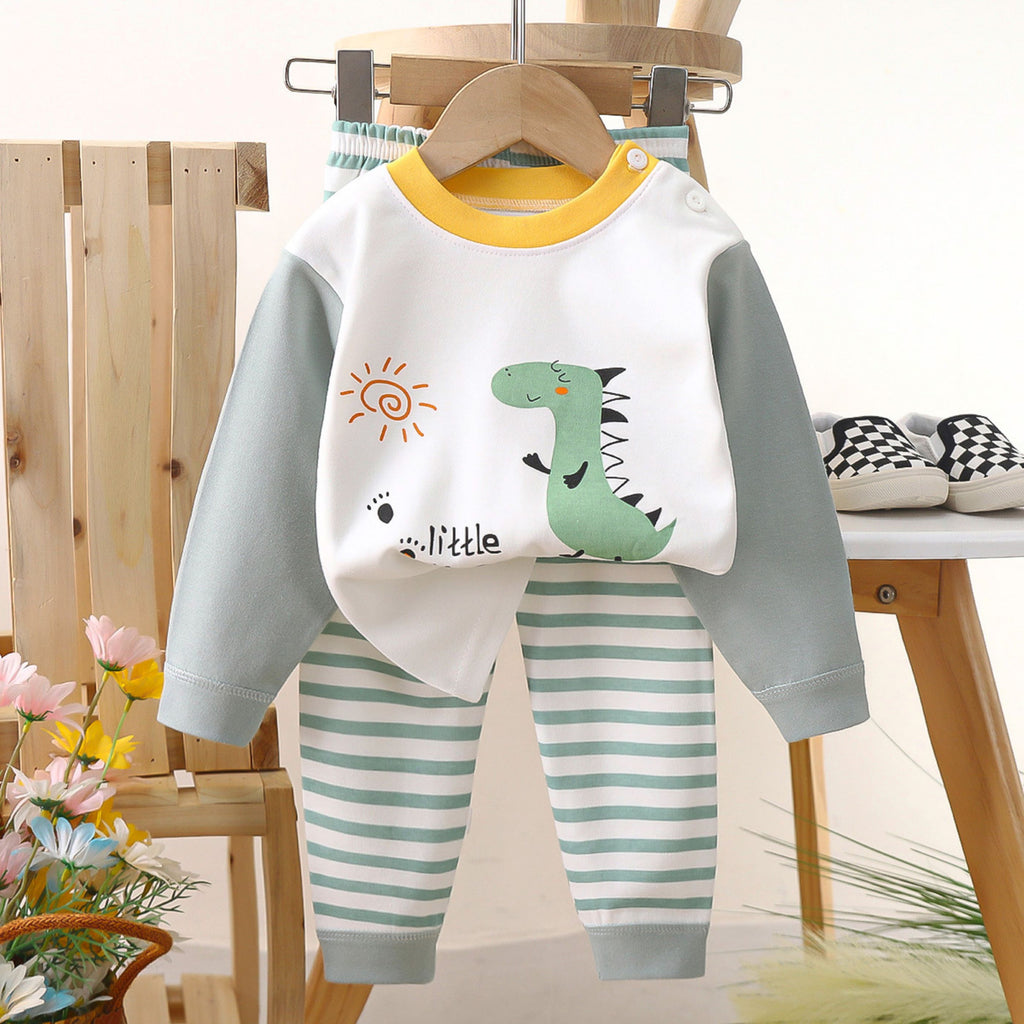 Minimalist Autumn 2-Piece Unisex Baby Pajama Set, Ages 6-24 Months | Color: White | Image 3