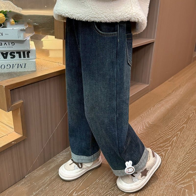 Minimalist Autumn Girls' Straight Pants, Ages 2-9 | Color: Blue | Image 1