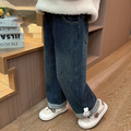 Minimalist Autumn Girls' Straight Pants, Ages 2-9 | Color: Blue | Image 1