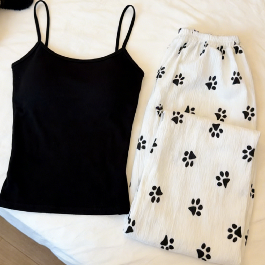 Sweet & Cute Summer 2 Pcs Women 's Sleeveless Sleep Set | Color: Style 1 | Image 1