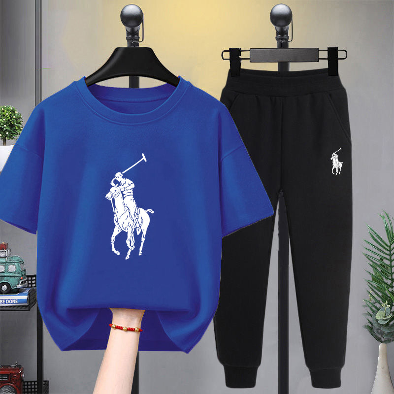 Modern Chic All-Season Minimalist Summer 2-Piece Boys' Pants Suit, Ages 3-14 | Color: Blue | Image 1