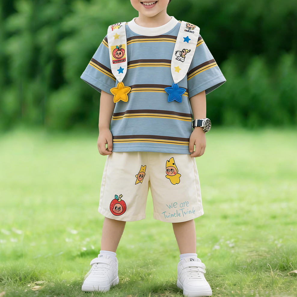 Modern Chic All-Season Casual Sporty Summer 2-Piece Boys' Pants Suit, Ages 2-9 | Color: As the Picture | Image 3