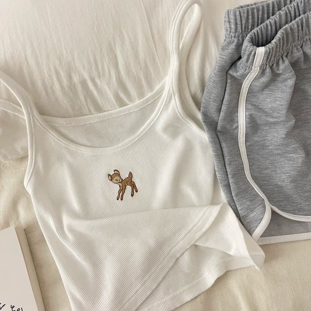 Sweet Feminine Summer 2 Pcs Women 's Sleeveless Sleep Set | Color: Style 1 | Image 3