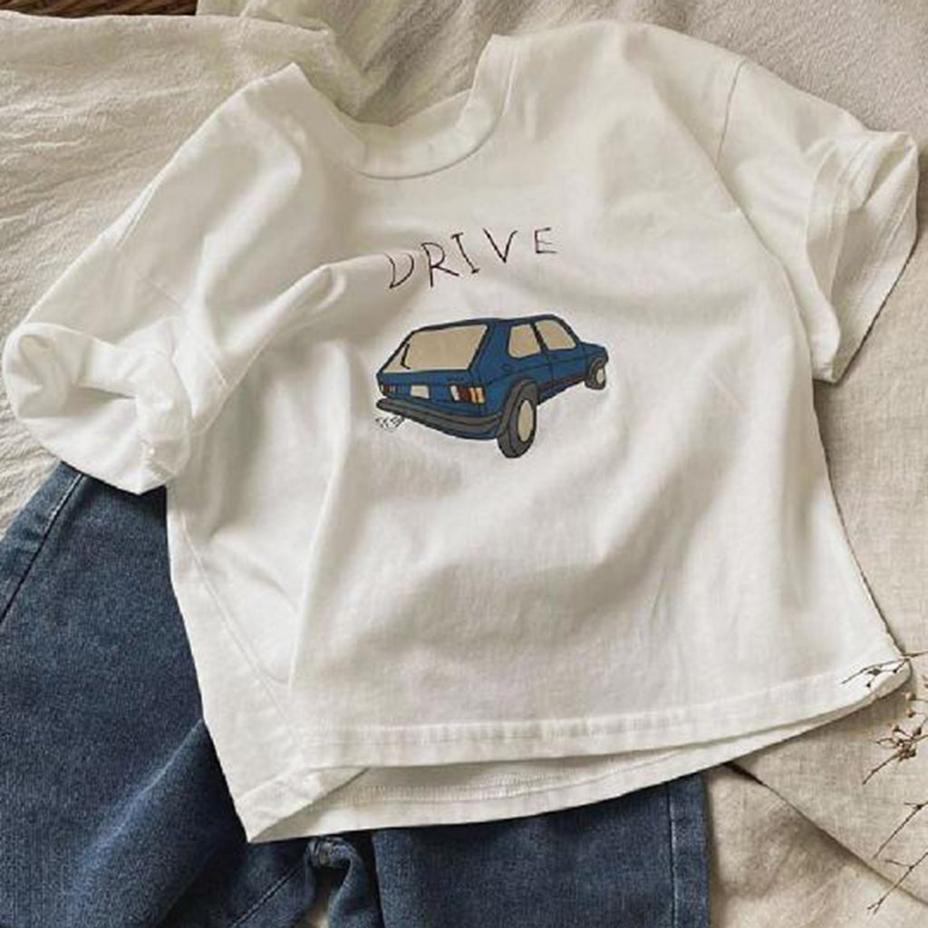 Modern Chic All-Season Minimalist Summer Boys' T-Shirt, Ages 2-11 | Color: White | Image 1