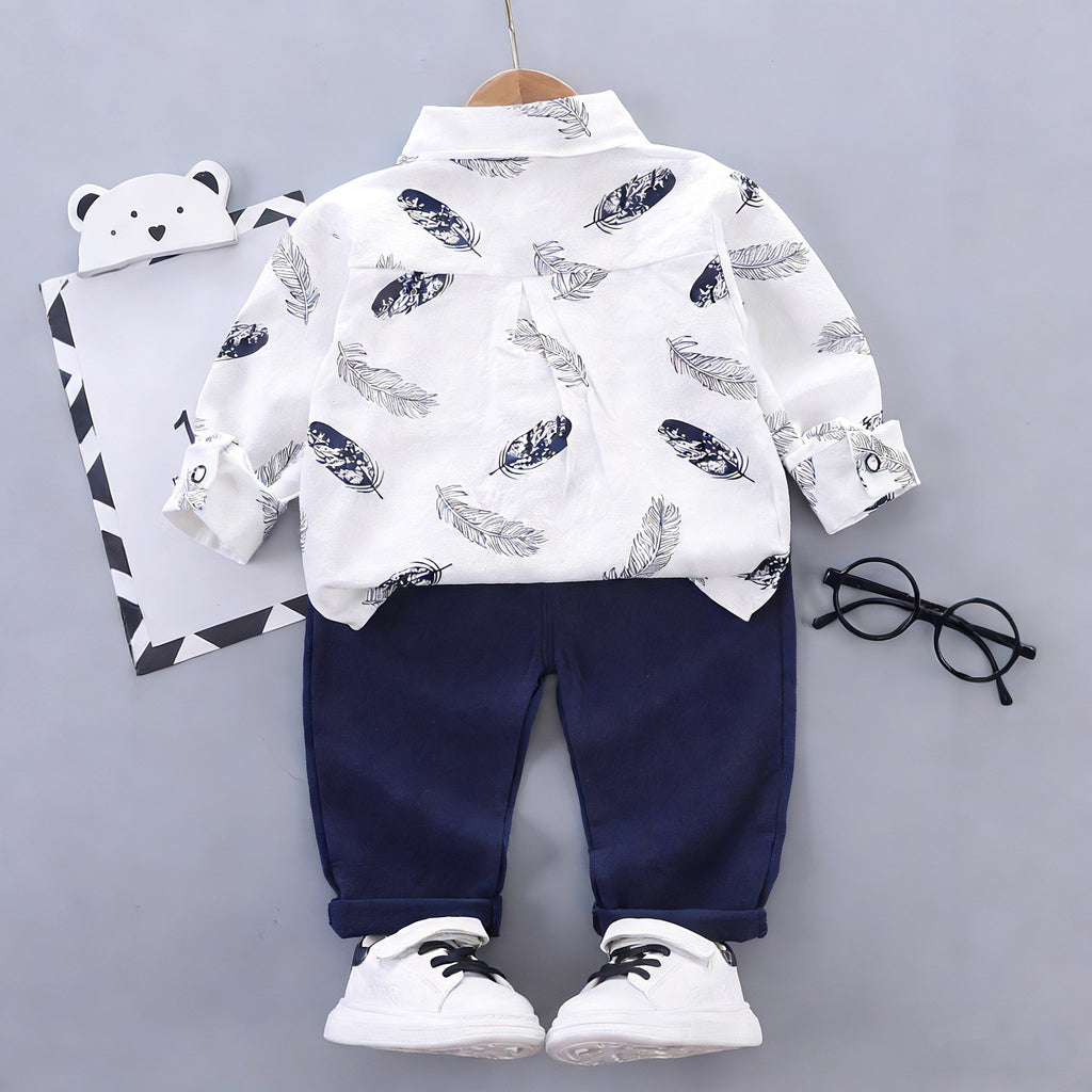 Minimalist Spring 2-Piece Baby Boys' Pants Suit, Ages 9-24 Months | Color: Navy | Image 3