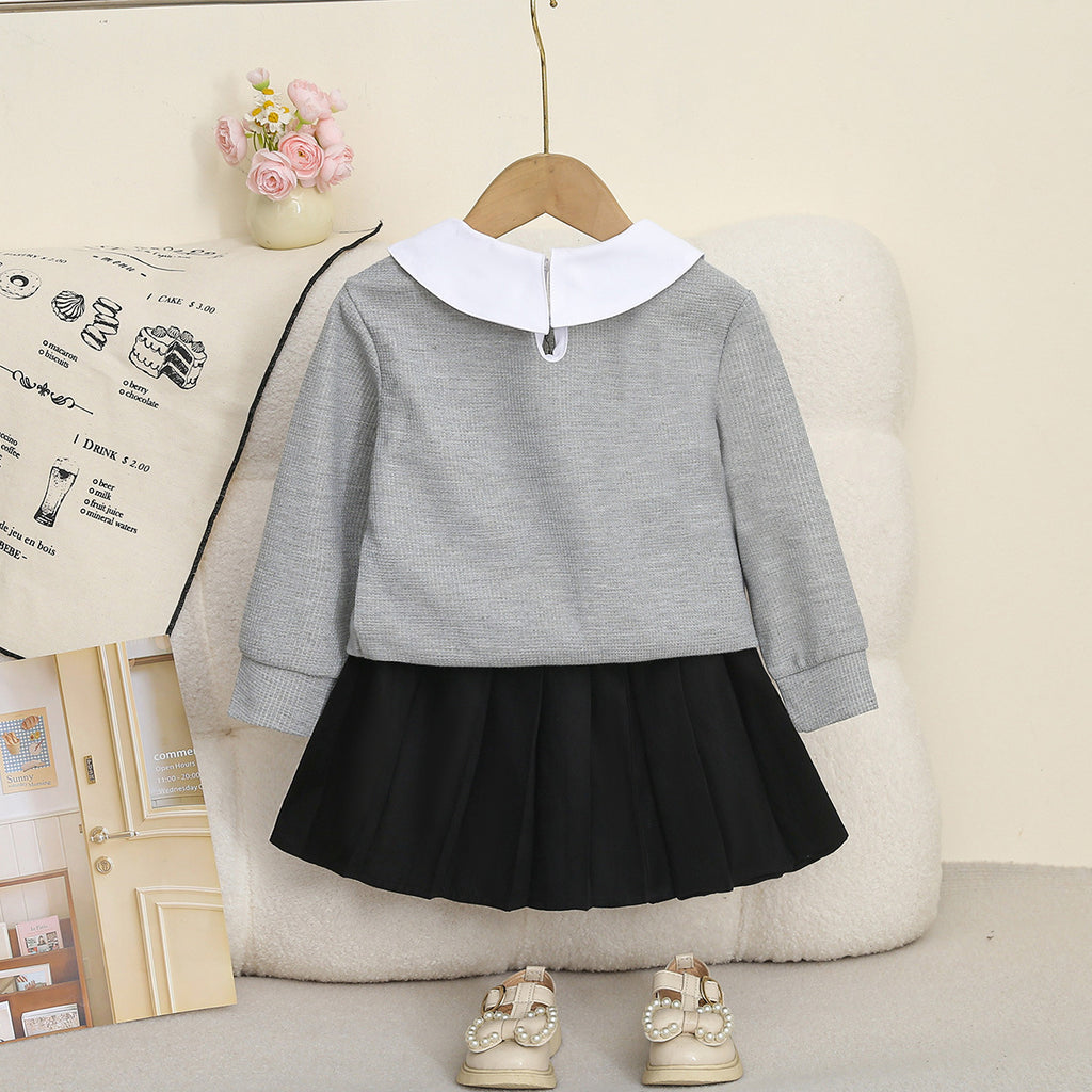 Elegant Autumn 2-Piece Girls' Dress Suit, Ages 2-9 | Color: Grey | Image 3