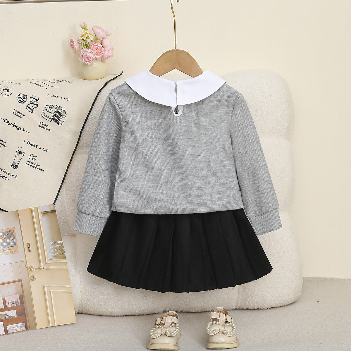 Elegant Autumn 2-Piece Girls' Dress Suit, Ages 2-9 | Color: Grey | Image 3
