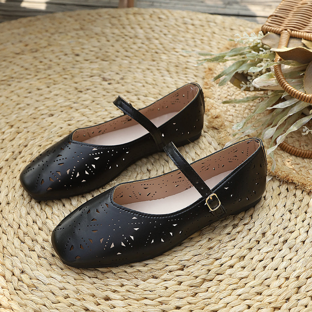 Modern Chic All-Season PU/Artificial Leather/Microfiber Leather Women's Flat Shoes | Color: Black | Image 2