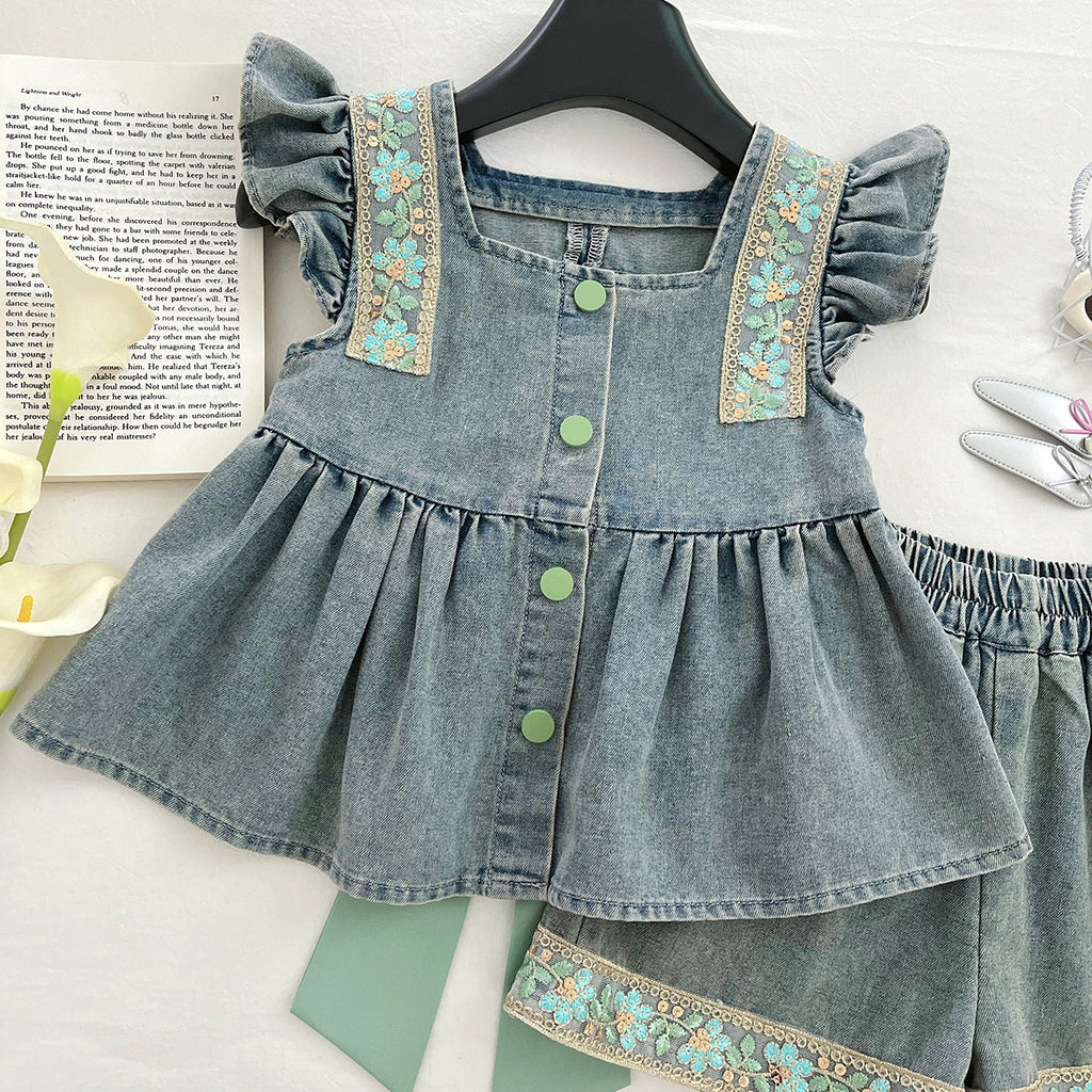 Casual Sporty Summer 2-Piece Girls' Pants Suit, Ages 2-7 | Color: As the Picture | Image 3